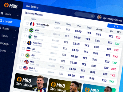 Tampilan sportsbook M88 dengan odds taruhan olahraga sepak bola